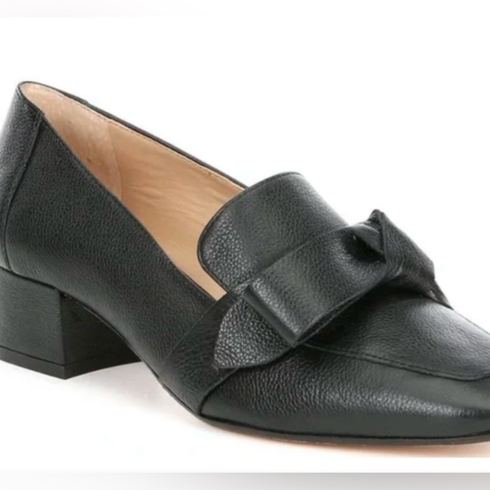 ANTONIO MELANI Black Leather Bow Loafers